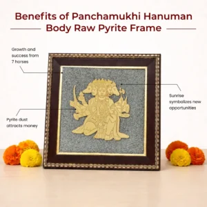 Panchamukhi Hanuman Raw Pyrite Frame for Strength & Protection