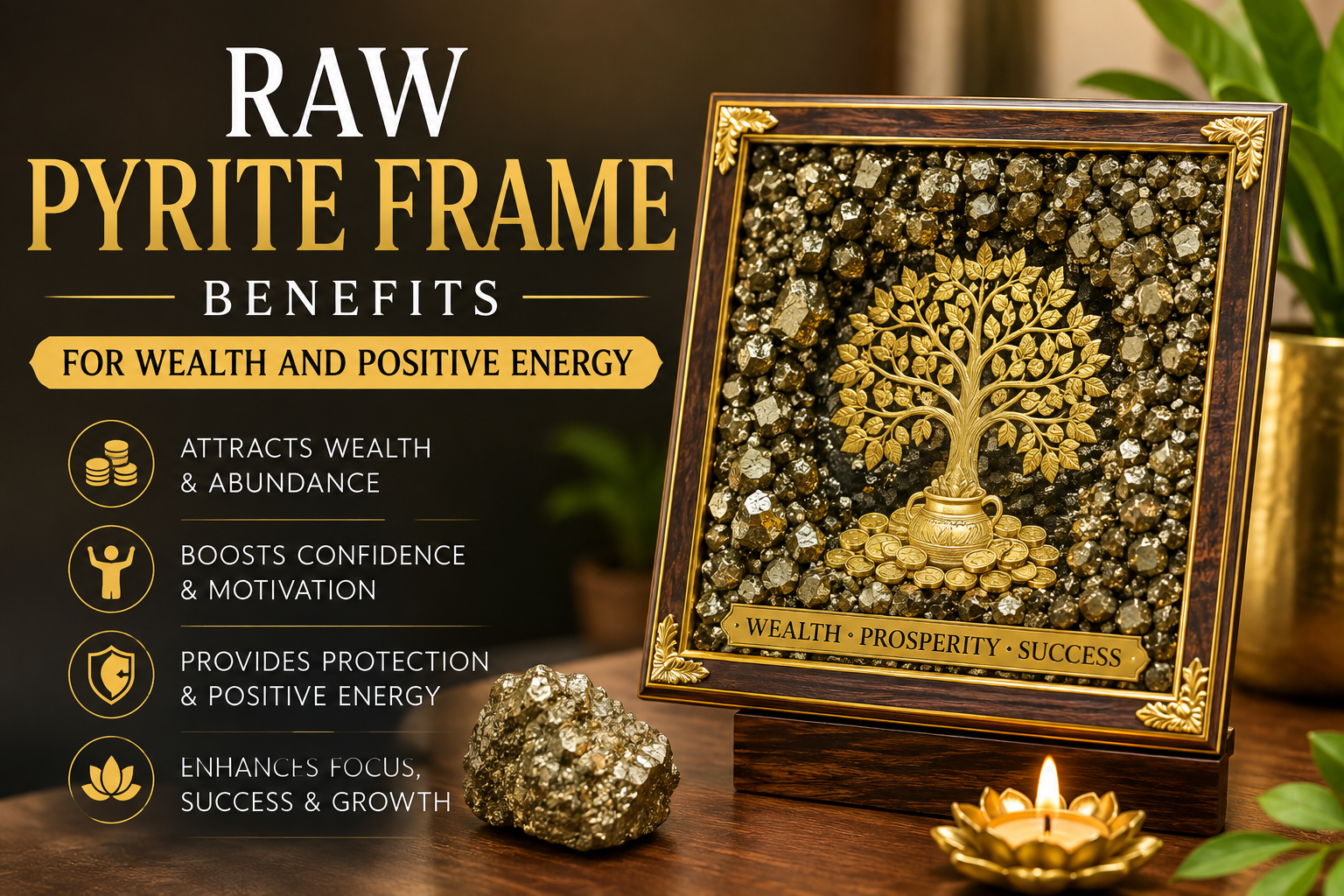 Raw pyrite frame